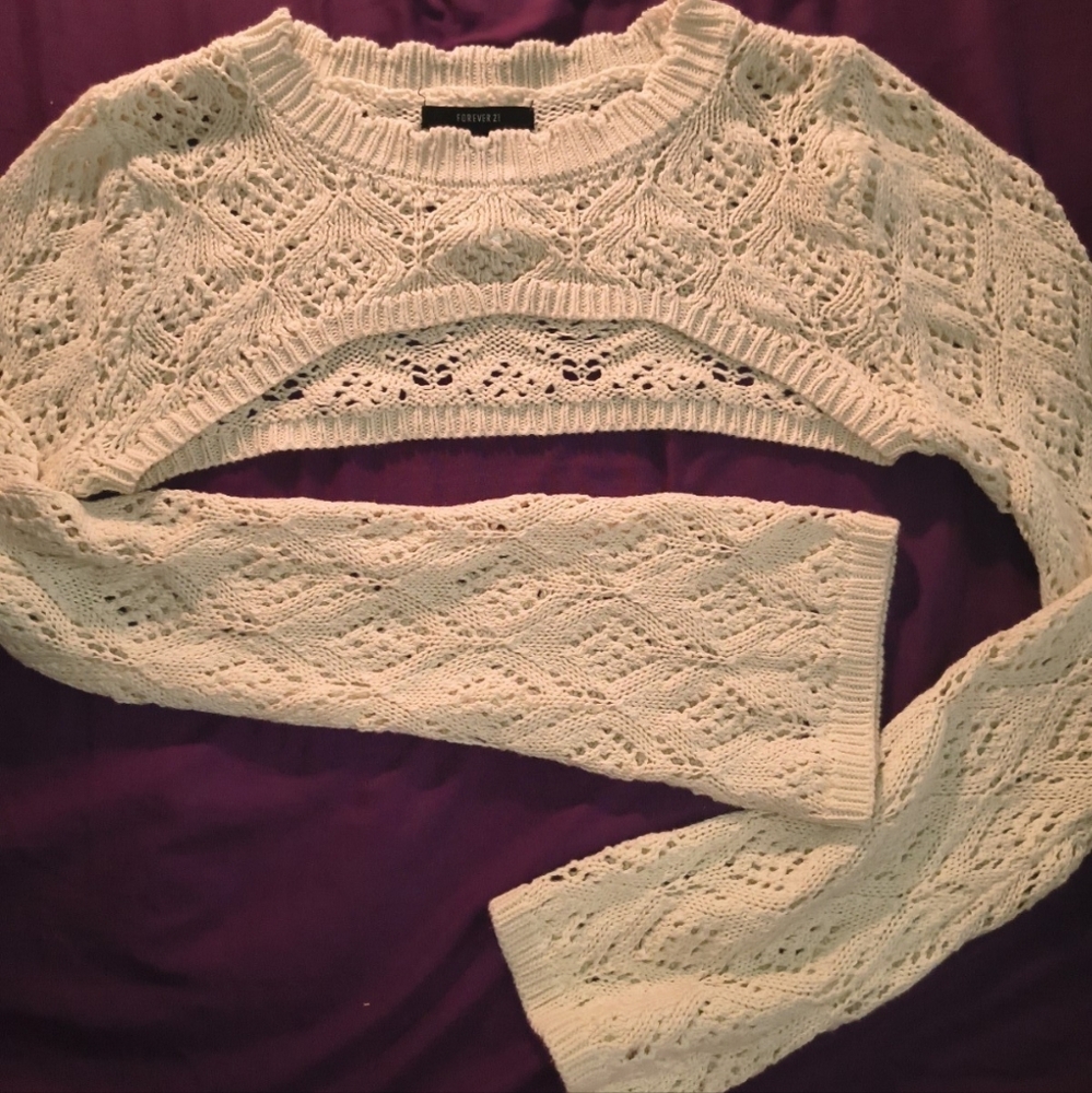 Knit cropped bolero shrug sweater bell sleeves
